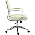 Miniatyrbillede 5 af 6: Ergonomisk design kontorstol i ægte læder creme og krom metal 10_0002564 Grädde