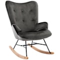 Miniatyrbild 1 av 4: Gungstol - FAB - Dekorativ knapp - Mörkgrå sammet - Modern design - Bekväm Grå
