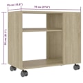 Miniatyrbillede 4 af 4: Side table til stuen på hjul 70 x 35 x 55 cm i ingeniørtræ farve eg DEC032426 kastanj