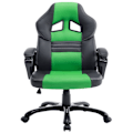 Miniatyrbillede 2 af 6: Gaming kontorstol på hjul med PVC sort/grønne og plastik vippefunktion 10_0002598 Svart