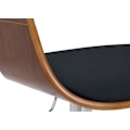 Miniatyrbillede 3 af 6: Barstol x1 skandinavisk design i sort PVC med valnødsstruktur og metalben i krom 10_0005042 kastanj