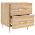 Miniatyrbillede 5 af 6: Sæt med 2 natborde med to skuffer 40 x 35 x 47,5 cm ingeniørtræ i egetræsfarve og jern DEC035243 kastanj
