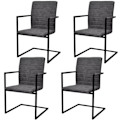 Pikkukuva 1 / 4: 4 kpl ruokailutilan "cantilever" -tuoleja, elegantti muotoilu, synteettinen harmaa