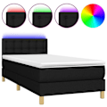 Miniatyrbillede 1 af 6: LED sengramme med hovedgærde madras 80x200cm sort stof TDL0209110 Svart