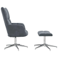 Miniatyrbild 3 av 6: Lounge fåtölj designad soffa med fotpall i mörkgrå sammet DEC026593 Grå