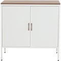 Miniatyrbillede 4 af 4: Opbevaringsmøbel til kontor buffet med 2 døre metal 90 x 90 x 40 melamin hvid MDF bordplade 2 rum med døre