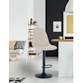 Miniatyrbillede 5 af 6: Barstol x1 med justerbar fodstøtte, drejelig, sæde i creme stof, sort metalramme 10_0004838 Grädde