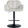 Miniatyrbild 2 av 6: Barstol hög x1 funktion rotation 360° i krämfärgad sammet med dekorativa sömmar, svart metallunderrede 10_0005268 Grädde