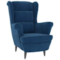 Miniatyrbillede 1 af 5: Lounge lænestol stue soveværelse komfortabel med armlæn i blå velour DEC026857 Blå