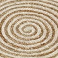 Miniatyrbillede 2 af 4: Håndlavet jute tæppe med hvid spiral design 90
