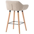 Miniatyrbillede 2 af 6: Lounge bar taburet x1, skandinavisk design, stoff belægning i creme, ben i træ, fodstøtte i metal 10_0004922 kastanj