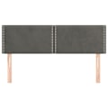 Miniatyrbillede 2 af 6: Hovedgærde til seng, soveværelse møbel i 2 dele 72 x 5 x 78/88 cm mørkegrå velour TDL0206364 Grå