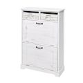 Miniatyrbillede 1 af 4: Shoe cabinet, skoetager med opbevaringskurve i massivtræ, vintage udseende 100 x 60 x 24 hvid