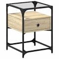 Pikkukuva 1 / 6: Yöpöytä laatikolla 40 x 40 x 55 cm engineered wood tammen värinen lasi ja teräs DEC033859 kastanj