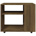 Miniatyrbillede 2 af 4: Konsolbord til sofa med hjul 70 x 35 x 55 cm brunt ingeniørtræ DEC032409 kastanj