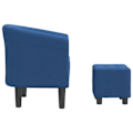 Miniatyrbillede 3 af 6: Lounge stol med komfortabel siddeplads i moderne design med fodskammel i blåt stof DEC026419 Blå
