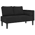 Miniatyrbillede 1 af 6: Meridienne chaise longue til indendørs med puder i sort velour DEC026092 Svart