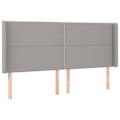 Miniatyrbillede 1 af 6: Hovedgærde til soveværelse, møbel med sidekant 203 x 16 x 118/128 cm, lys grå stof TDL0205194 Grå