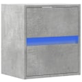 Miniatyrbillede 1 af 6: Væghængt natbord med LED-lys 41 x 31 x 45 cm i grå ingeniørtræ DEC034194 kastanj
