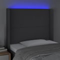 Miniatyrbillede 3 af 5: Hovedgavl til seng med LED møbel 93 x 16 x 118/128 cm mørkegrå stof TDL0200986 Grå