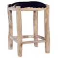 Pikkukuva 1 / 6: 55 cm korkea nahka- ja teak-puu taburetti DEC029470 kastanj