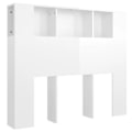 Miniatyrbillede 1 af 4: Hovedgærde med opbevaring, tilbehør til seng, natbord, hylde 120 gange 18,5 gange 104,5 MDF hvid blank.