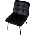 Miniatyrbillede 2 af 6: Spisestol x1 med dekorative firkantede syninger i sort velvet stof og sort metal 10_0002128 Metall