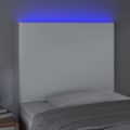 Miniatyrbillede 3 af 4: Hovedgavl - LED - 90x5x118/128 cm - Syntetisk læder hvid - Moderne design - Pletbestandig Vit