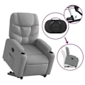 Miniatyrbillede 5 af 6: Fauteuil relax TV med komfortabel polstring og elektrisk løftefunktion i lys grå stof DEC027899 Grå