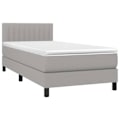 Miniatyrbillede 2 af 6: LED-sengramme med sengegavl madras 90x190cm lysegrå stof TDL0209484 Grå
