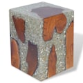Miniatyrbild 4 av 6: Taburett för växtstöd i massivt teakträ och flerfärgad plast DEC026338 kastanj