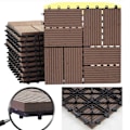 Pikkukuva 4 / 6: WPC-lattia-laatat parvekkeelle terassille puun näköiset 11 kappaletta 30x30cm 1m² tiilimuoto teak-värissä kahvi 04_0005442 kastanj