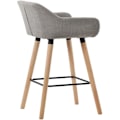 Miniatyrbillede 2 af 6: Bar lounge taburet x1 skandinavisk design grå stof sæde træben metal fodstøtte 10_0004917 kastanj