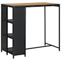 Pikkukuva 1 / 6: Monikäyttöinen apupöytä säilytyksellä 120 x 60 x 110 cm musta rottinki, puu ja teräs DEC036335 kastanj