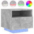 Pikkukuva 1 / 6: Yöpöytä LED-valoilla ja laatikolla 40 x 39 x 37 cm harmaata insinööripuumateriaalia DEC033190 kastanj