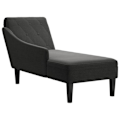 Miniatyrbild 1 av 6: Meridienne chaise longue soffa för inomhus med kudde och högra armstöd i svart tyg DEC026260 Svart