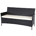 Miniatyrbillede 4 af 4: Bænk til haven 3 pladser 154 cm i anthracite polyrotin med cremefarvede puder 04_0001100 Grädde