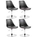 Miniatyrbillede 1 af 4: Sæt med 4 svingbare spisebordsstole i sort plast med justerbar højde og metalben i krom-look 10_0001818 Metall
