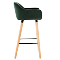 Miniatyrbillede 4 af 6: Bar lounge taburet x1 skandinavisk design med grøn fløjlssæde, træben og metalfodstøtte 10_0004911 kastanj