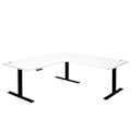 Miniatyrbillede 1 af 6: Hjørne skrivebord med elektrisk højdejustering 178 x 178 cm HDF hvid sort 04_0006024 Vit