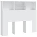 Pikkukuva 1 / 4: Sängynpääty, jossa on säilytys, vuodevarusteet, yöpöytä, hylly 120 x 19 x 103,5 MDF valkoinen