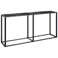 Miniatyrbillede 1 af 6: Moderne entrekonsol møbel, aflastningsbord 160 x 35 x 75,5 cm, hærdet glas med sort marmorudseende og stål DEC032034 Svart