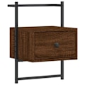 Pikkukuva 1 / 6: Seinälle kiinnitettävä yöpöytä laatikolla 35 x 30 x 51 cm ruskeaa puuainesta ja metallia DEC034246 kastanj