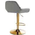 Pikkukuva 3 / 6: Baari stool x1, kullattu jalat kaareva kultainen metallijalka, harmaa sametti-istuin 10_0004542 Grå
