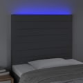 Miniatyrbillede 3 af 4: Hovedgavl til soveværelse med LED-møbler 80 x 5 x 118/128 mørkegrå stof