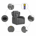 Miniatyrbillede 5 af 6: Relaxationsstol TV med massagefunktion, justerbar i mørkegrå stof DEC026943 Grå