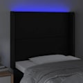 Miniatyrbillede 3 af 5: Hovedgærde - LED - Sort - 103x16x118/128 cm - Syntetisk læder - Moderne - Design Svart