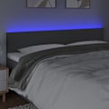 Miniatyrbillede 3 af 4: Hovedgærde til seng med LED-møbel 200 x 5 x 78/88 mørkegrå stof