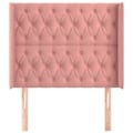 Miniatyrbillede 2 af 4: Hovedgærdet til sengeplads soveværelse møbel med sideskammel polstret 103 ved 16 ved 118/128 Fløjl stof rosa Rosa