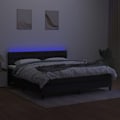 Miniatyrbillede 3 af 6: LED sengestel med madras og hovedgærde 180x200 cm sort stof TDL0209165 Svart
